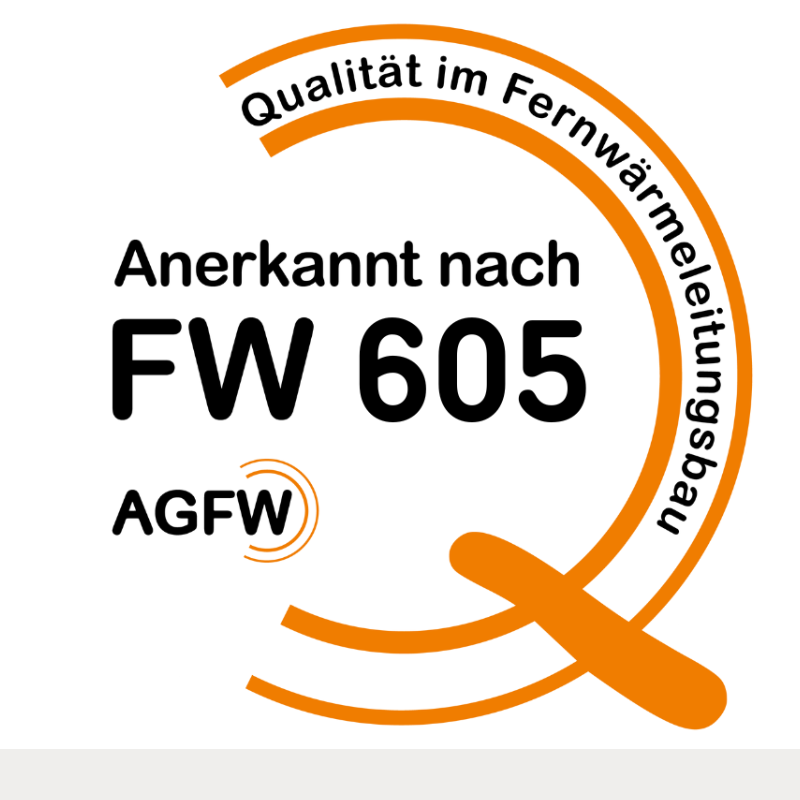 Unsere Arbeit entspricht den strengen Anforderungen des AGFW-Arbeitsblattes FW 605, einer Unternehmenszertifizierung, die höchste Sicherheits- und Präzisionsstandards in der Fernwärmeversorgung garantiert.